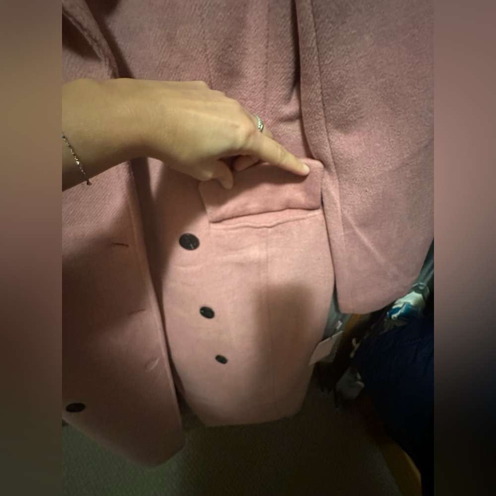 AVEC LES FILLES Maxi Pink Double-Breasted Long Coat - Picture 4 of 8